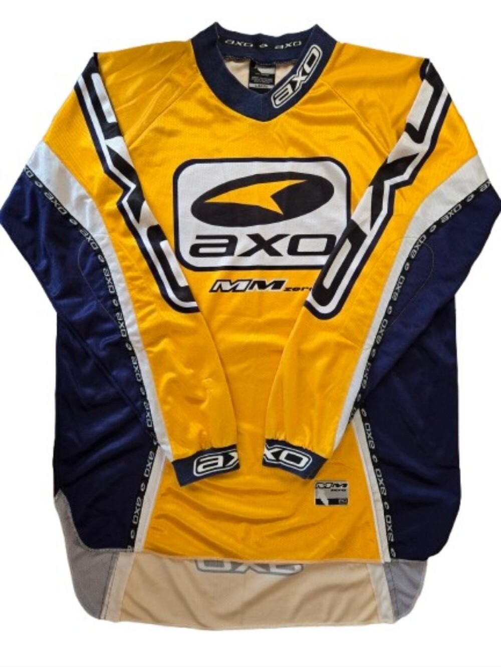 Vintage AXO Motocross Jersey Yellow Blue MX Dirt Bike Racing Size Large